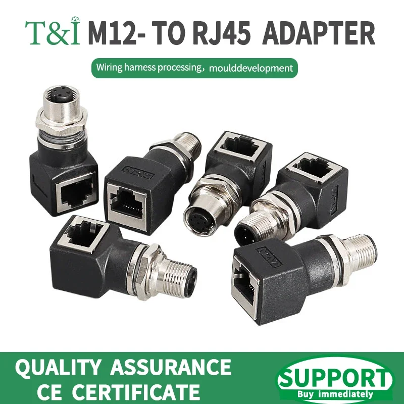 Male Female M12 to RJ45 Connector 4Pin D Code 8Pin A-type X Type to RJ45 Plug Adapter with 1M Wire rj45 to M12 Cable Connectors