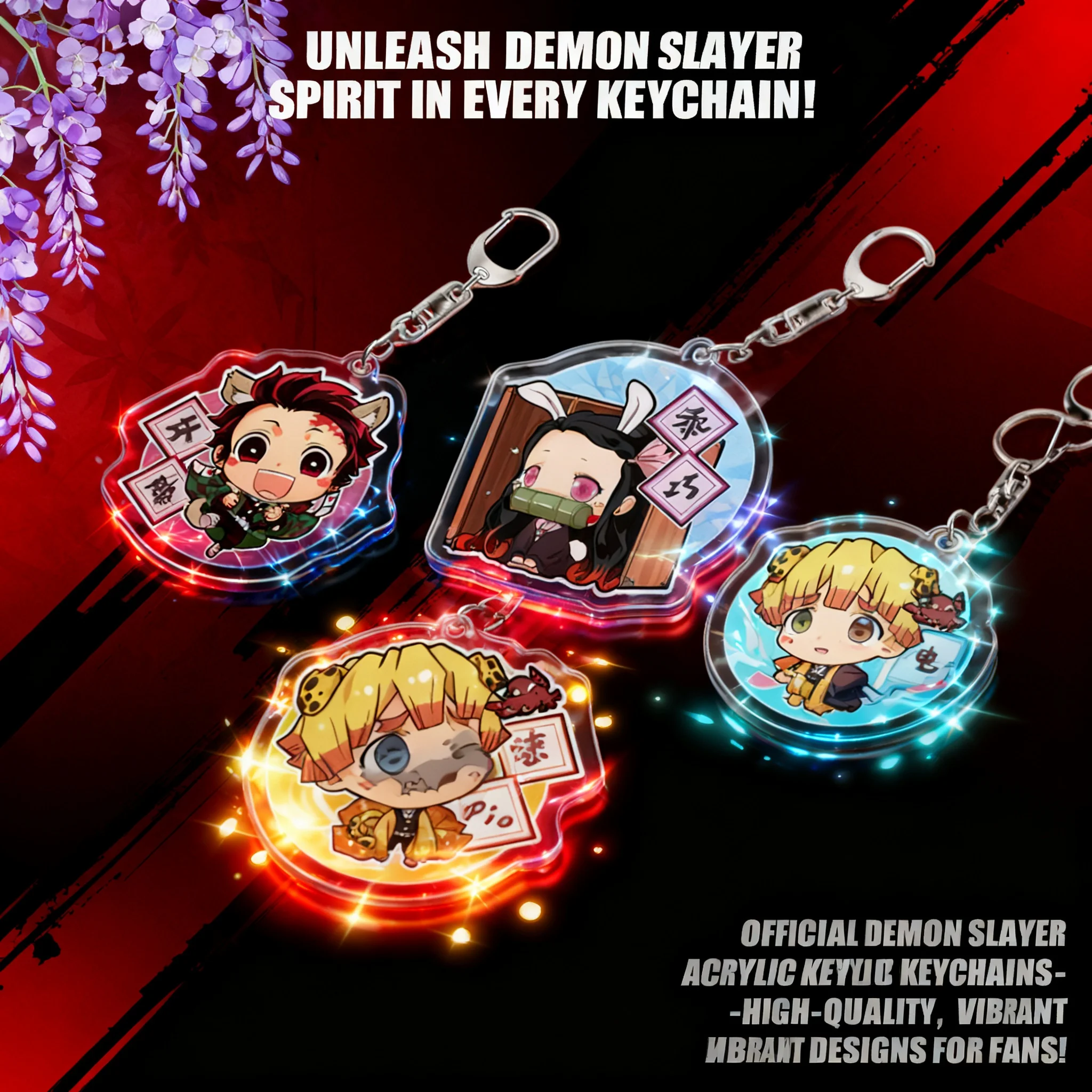 

Брелок Demon Slayer: Акриловый аниме-шарм 6 см, двусторонняя HD-печать, аксессуары для дропшиппинга, мерч, подарок для косплея