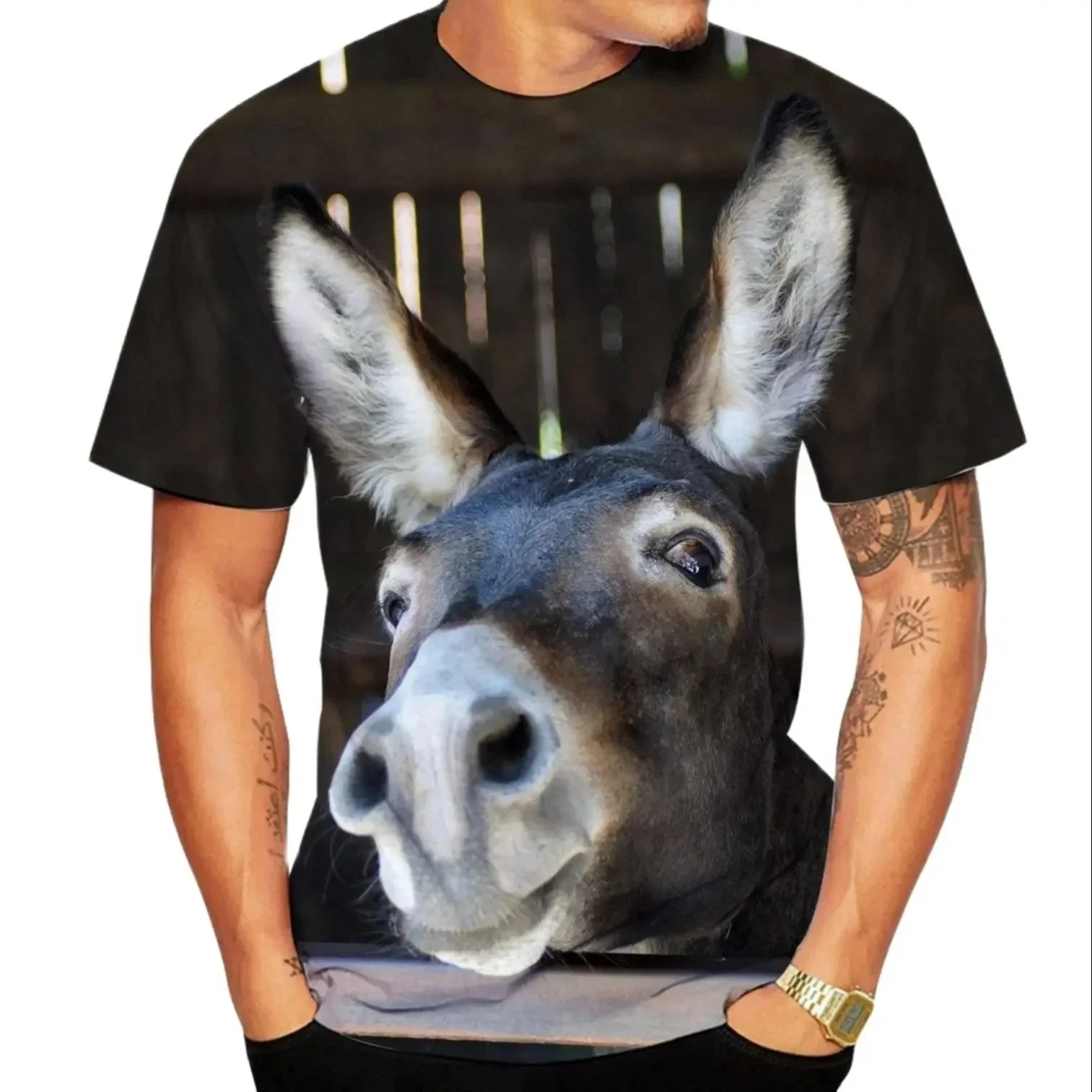 Summer Animal Donkey 3D Print T-Shirts Men Women Round Neck Short Sleeve T Shirt Oversized Harajuku Y2k Tees Tops Clothing