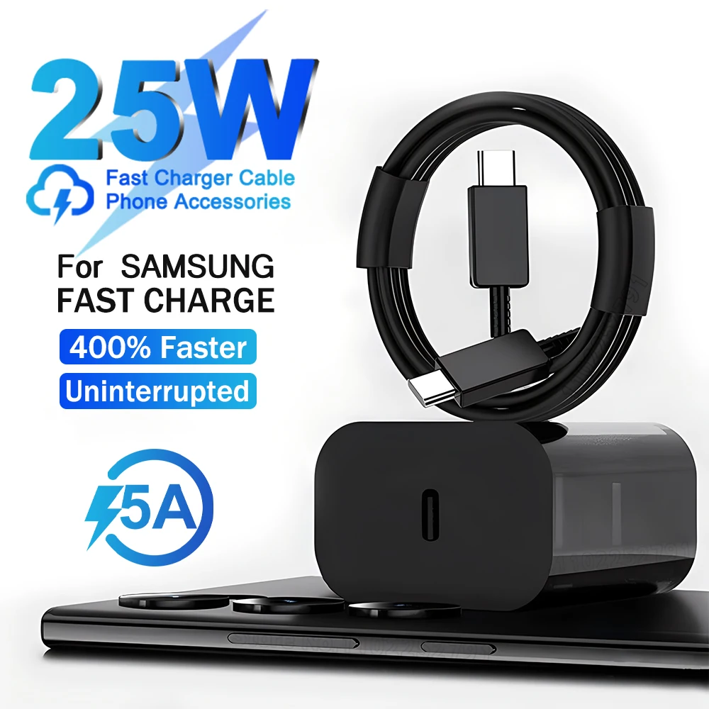 PD 25W Fast Charger For Samsung Galaxy S20 S21 S22 S24 S23 Ultra Plus A54 5G USB C Charger Type C Fast Charge Cable Accessories