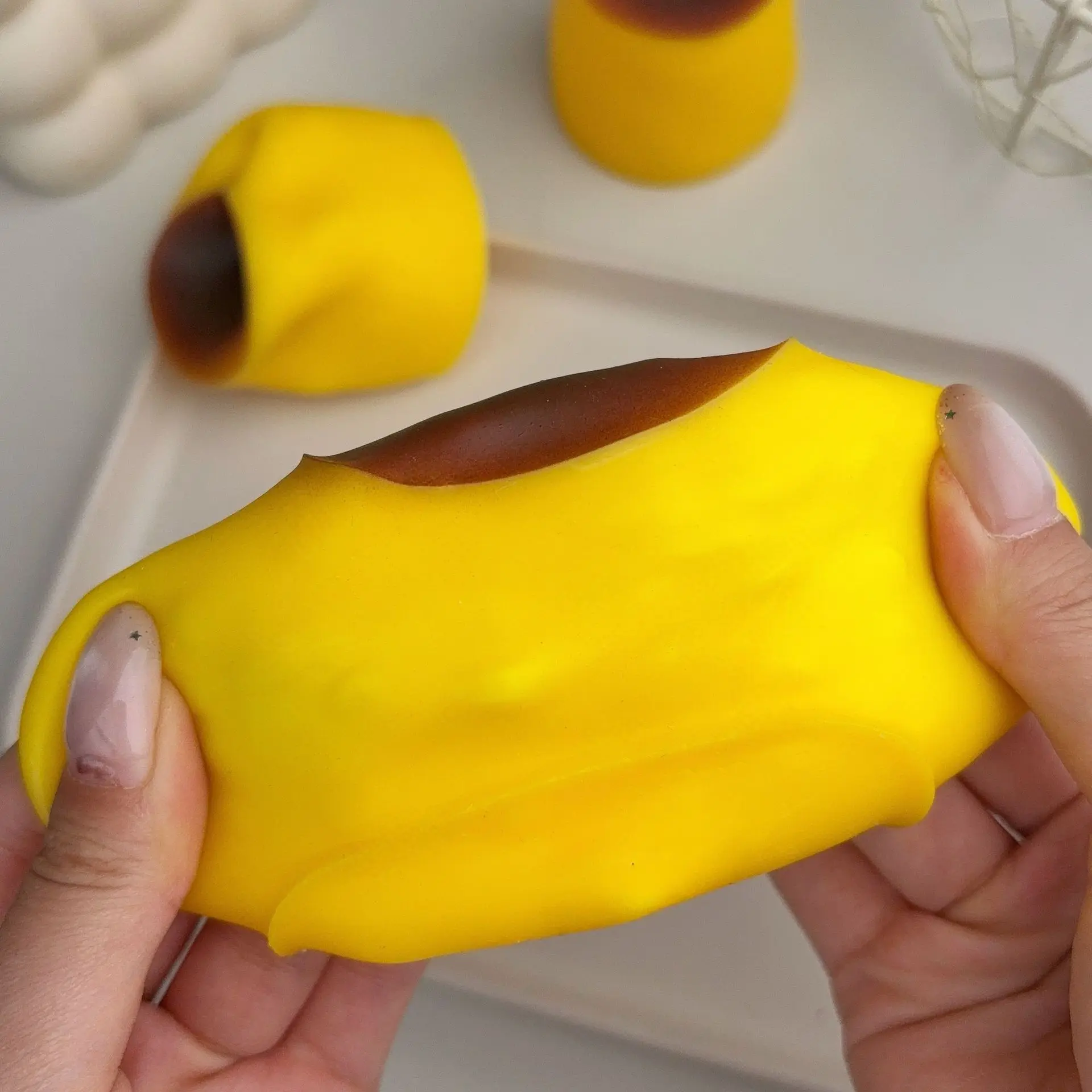 Handmade Caramel Pudding Squishy Fidget Toy Building Block Filled Squeeze Toy ASMR Sensory Stress Relief Squeeze Toy for Adults