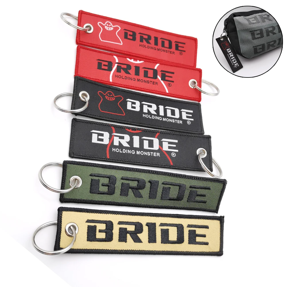 

JDM Culture Style Embroidered Fashion Keychain Key Rings Motorcycles Cars Backpack For BRIDE Key Ring Gifts Key Pendant