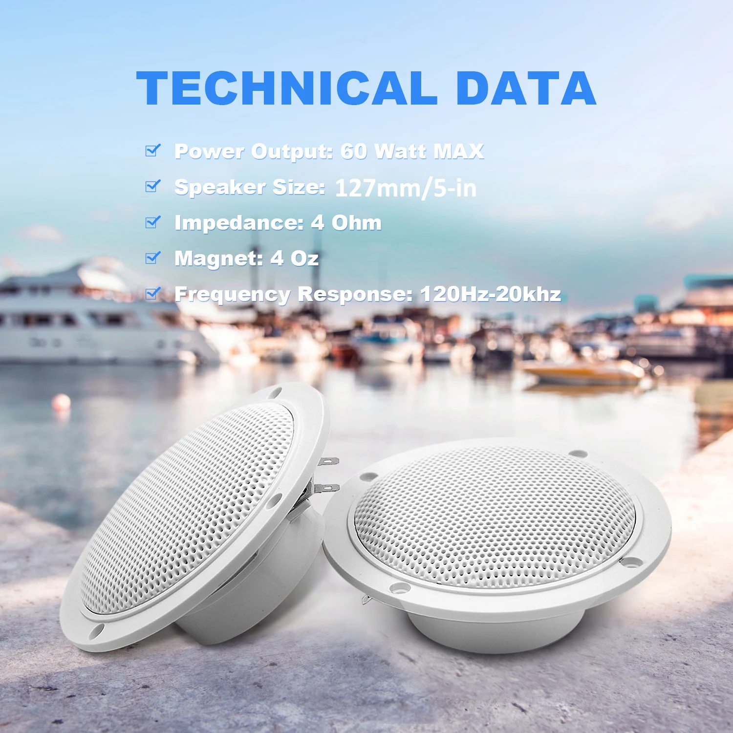 GUZARE-Altavoces marinos impermeables de 4 pulgadas, doble rango completo, estéreo, blanco, para exteriores, barco, 120W, UTV, ATV, SPA, yate,