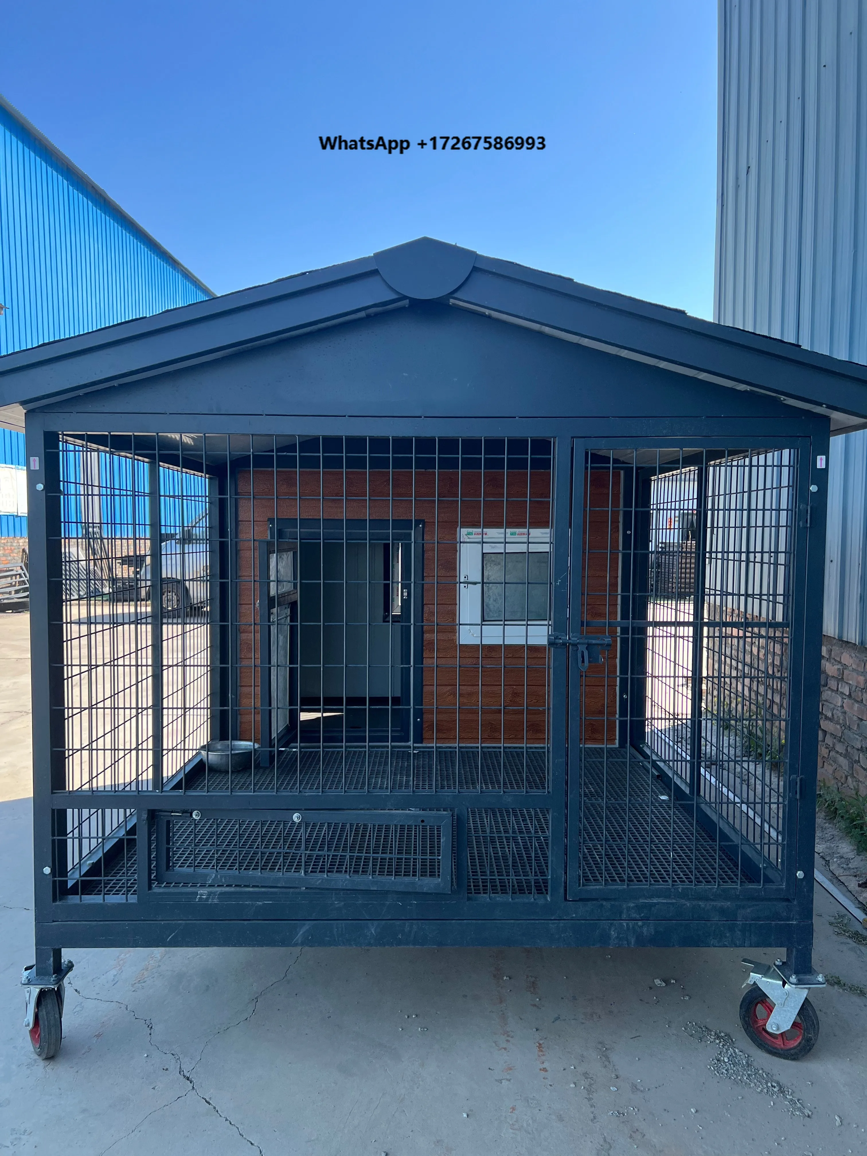 Outdoor Waterproof Four-Season Pet House for Golden Retriever Wood & Stainless Steel Large-Medium Dog Villa-Style Shelter