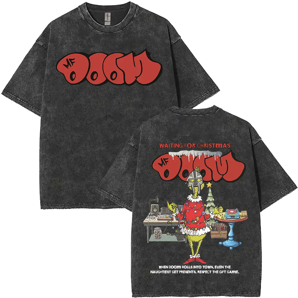 Rapper Mf Doom Tour 2026Vintage Washed T Shirts Men's Women Fashion Oversized T-shirts Y2K Hip Hop Gothic Short Sleeve T Shirts