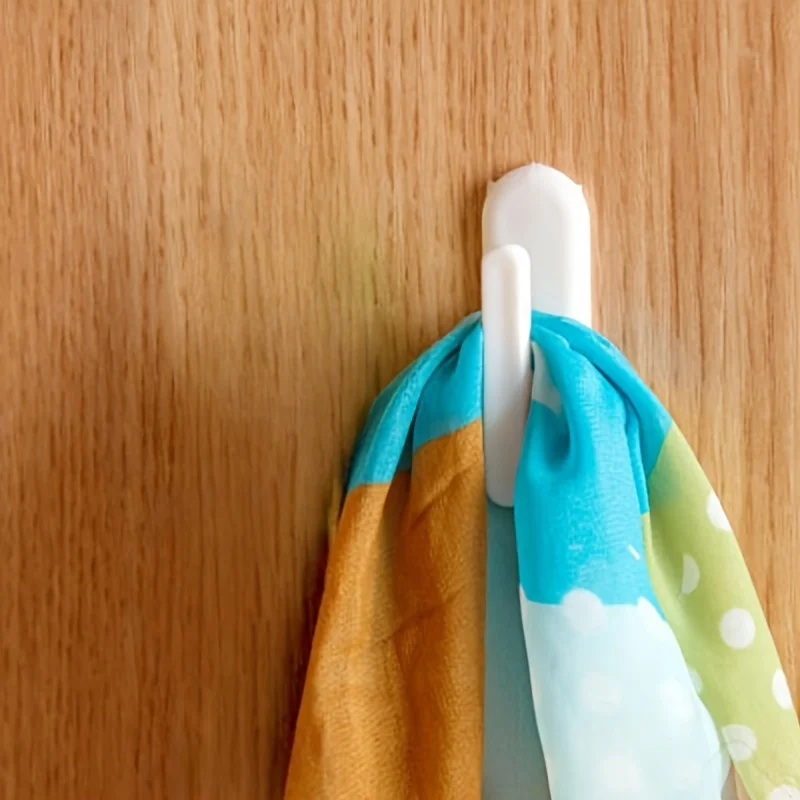 2Pcs Drill-Free Adhesive Curtain Hooks, Heavy Duty Removable Plastic Hooks for Curtain Tiebacks, Towels, Keys