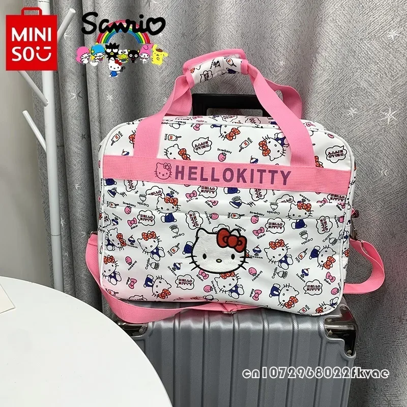 Hello Kitty-bolso de viaje para mujer, bolsa de viaje con dibujos animados de gran capacidad, a la moda y de alta calidad, para equipaje de embarque, novedad de 2024