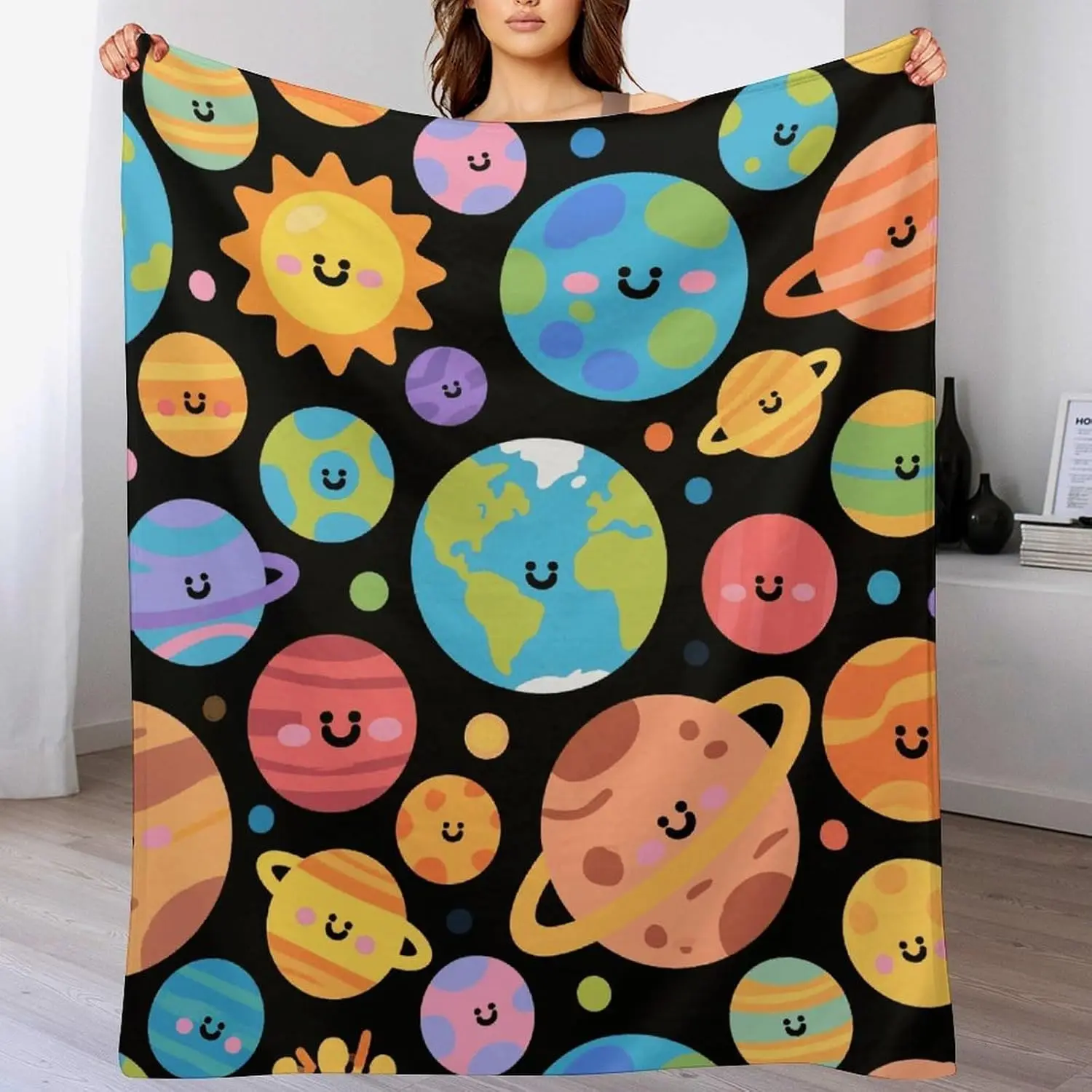 

Solar Pattern Lightweight Warm Fuzzy Blanket for Couch Bed Chair,All Season Cozy Plush Blanket for Adults,Christmas Holiday Home