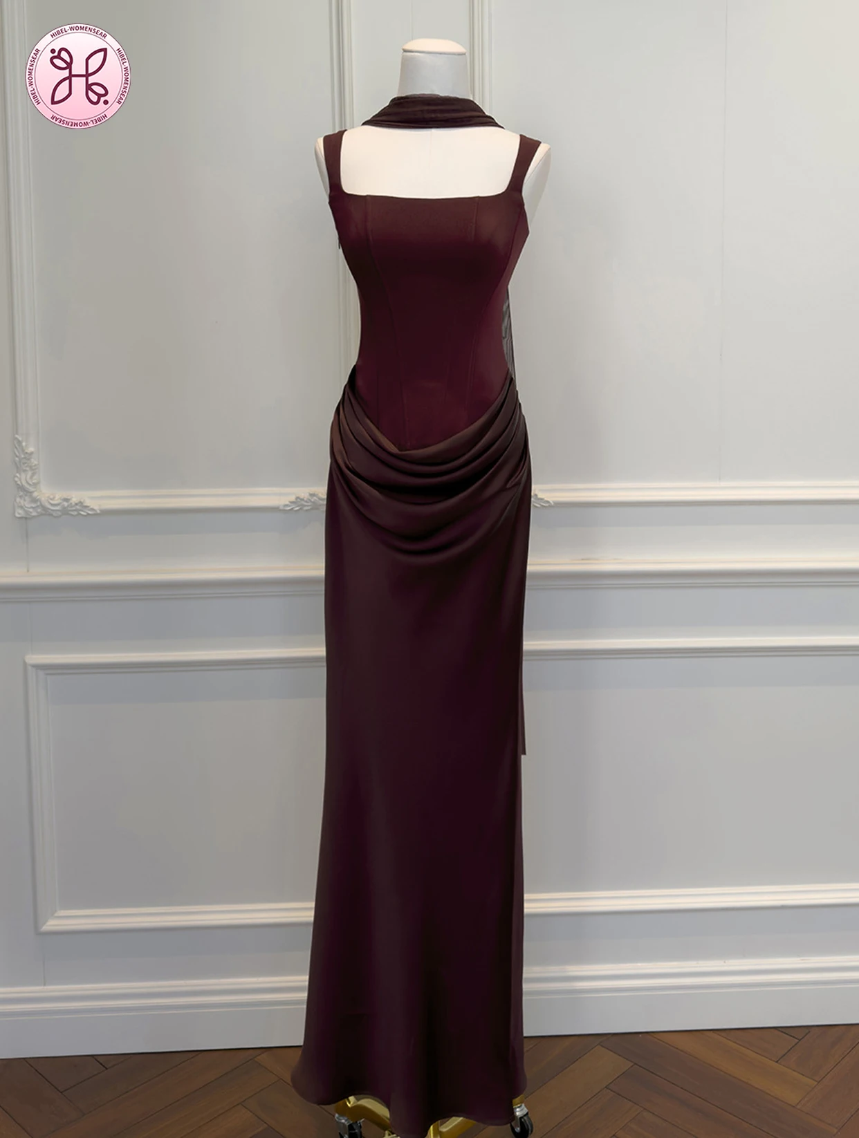 

French Sexy Minimalist High-End Dress, Fashion Slim Fit Design Bodycon Gown Light Luxury Maxi Dress for Women