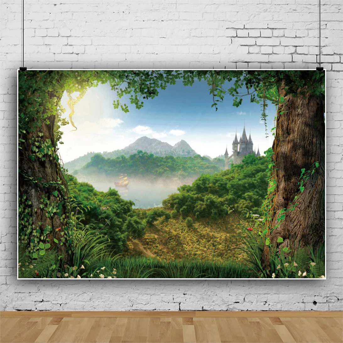 Laeacco Latar Belakang Foto Wonderland Antik Musim Semi Pernikahan Kastil Gunung Alam Latar Belakang Fotografi Potret Shower Pengantin