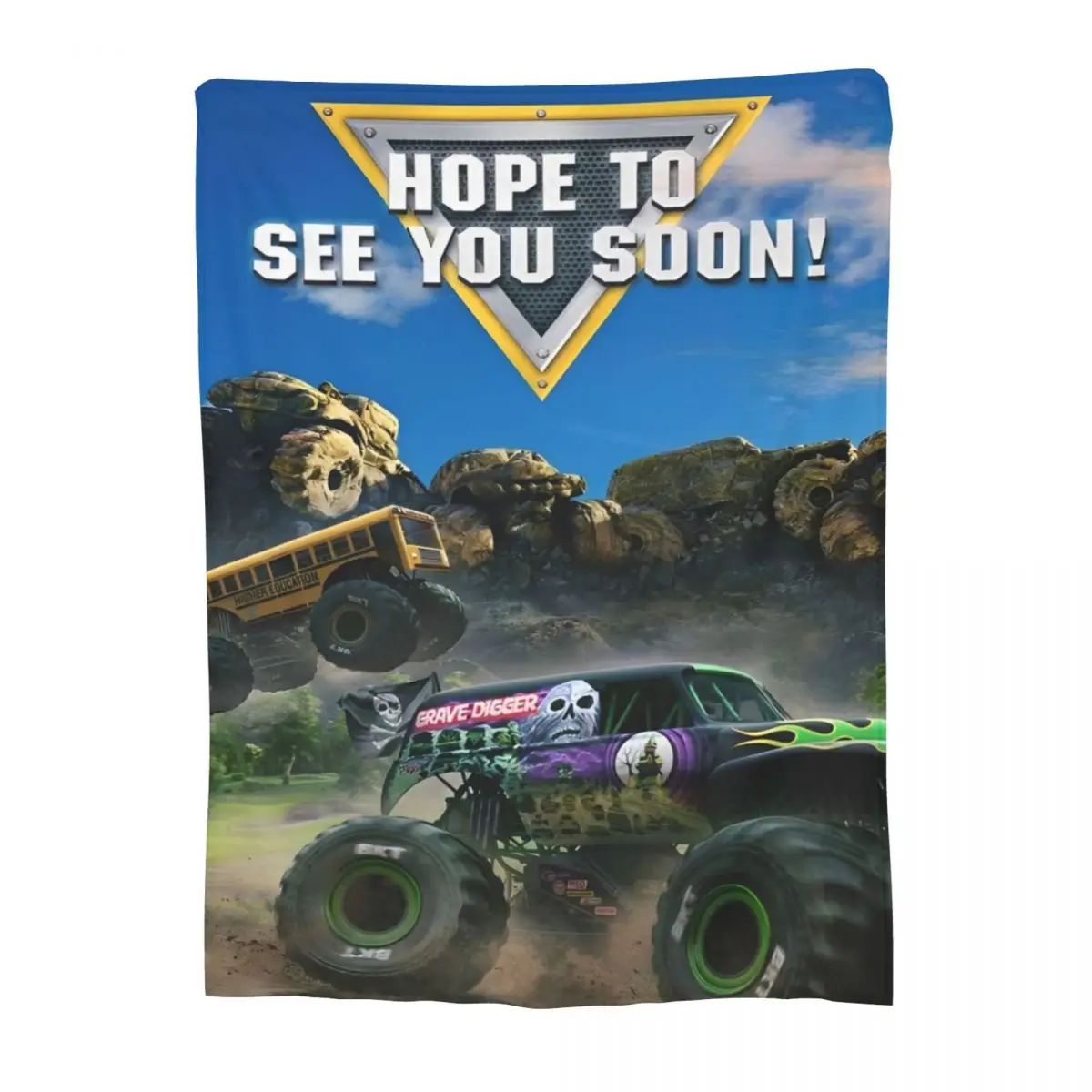 Monster Jam Grave Digger Truck Blankets Fleece Summer Air Conditioning Breathable Warm Throw Blanket for Sofa Outdoor Bedspread