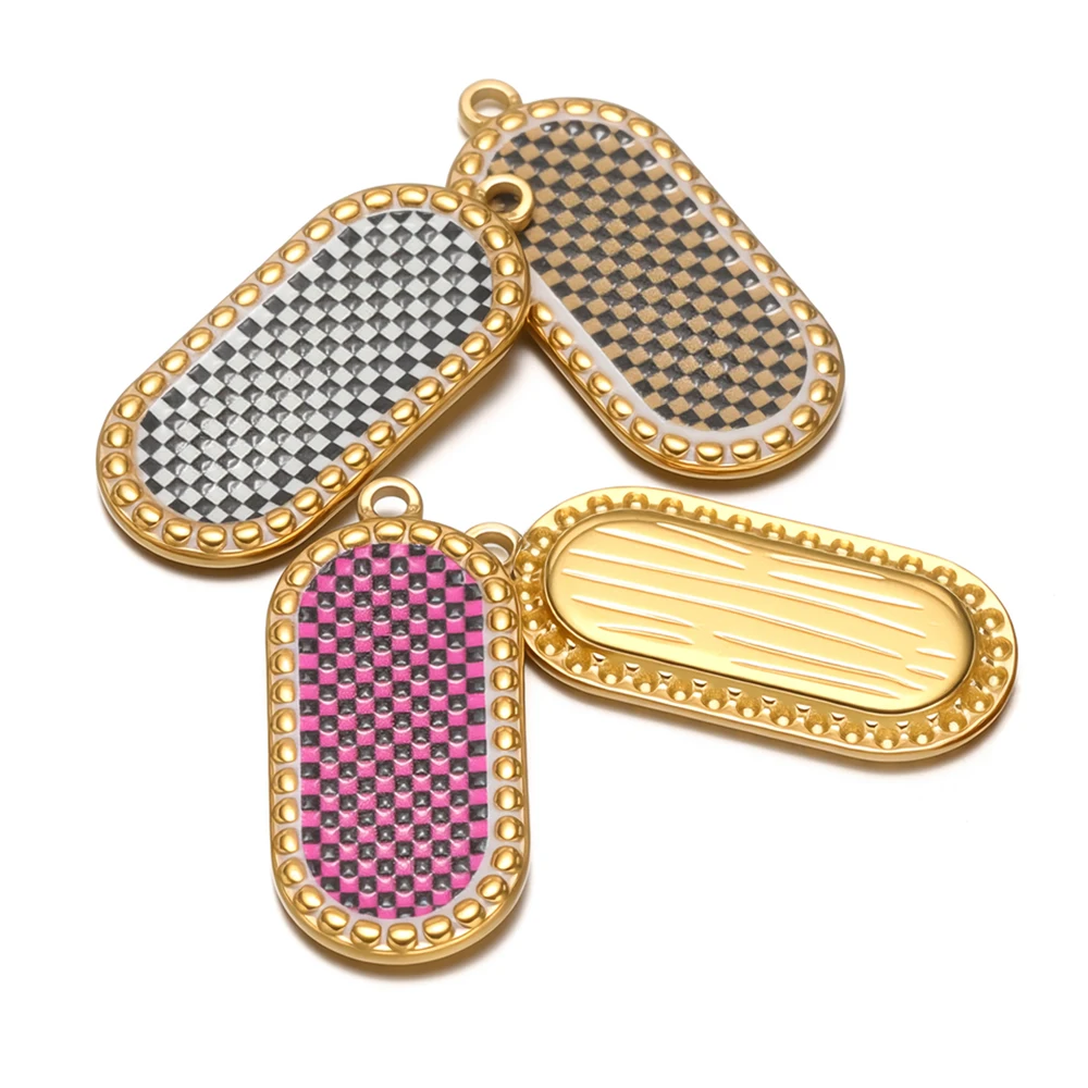 

4Pcs 31x14mm Enamel Mesh Pendants Stainless Steel Oval Charms for DIY Jewelry Making Retro Necklace Bracelet Accessories Bulk