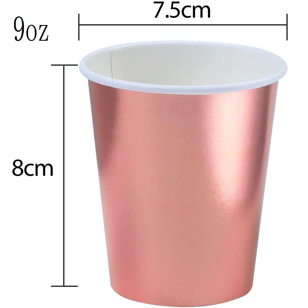 100 confezioni tazza usa e getta carta stagnola oro rosa 9 once festa matrimonio compleanno bere stoviglie forniture