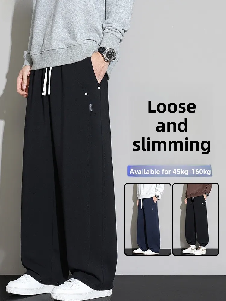 

Faionable American Casual Men's Pants Loose Wide Leg Straight Cut Spring Summer Versatile Comfortable Cotton Polyester Blend