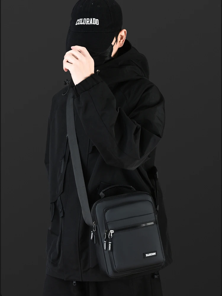 

Large Capaci Casual Men's Crossbody Bag Faionable Multi-Zipper Single oulder Bag Busin Leisure Handbag