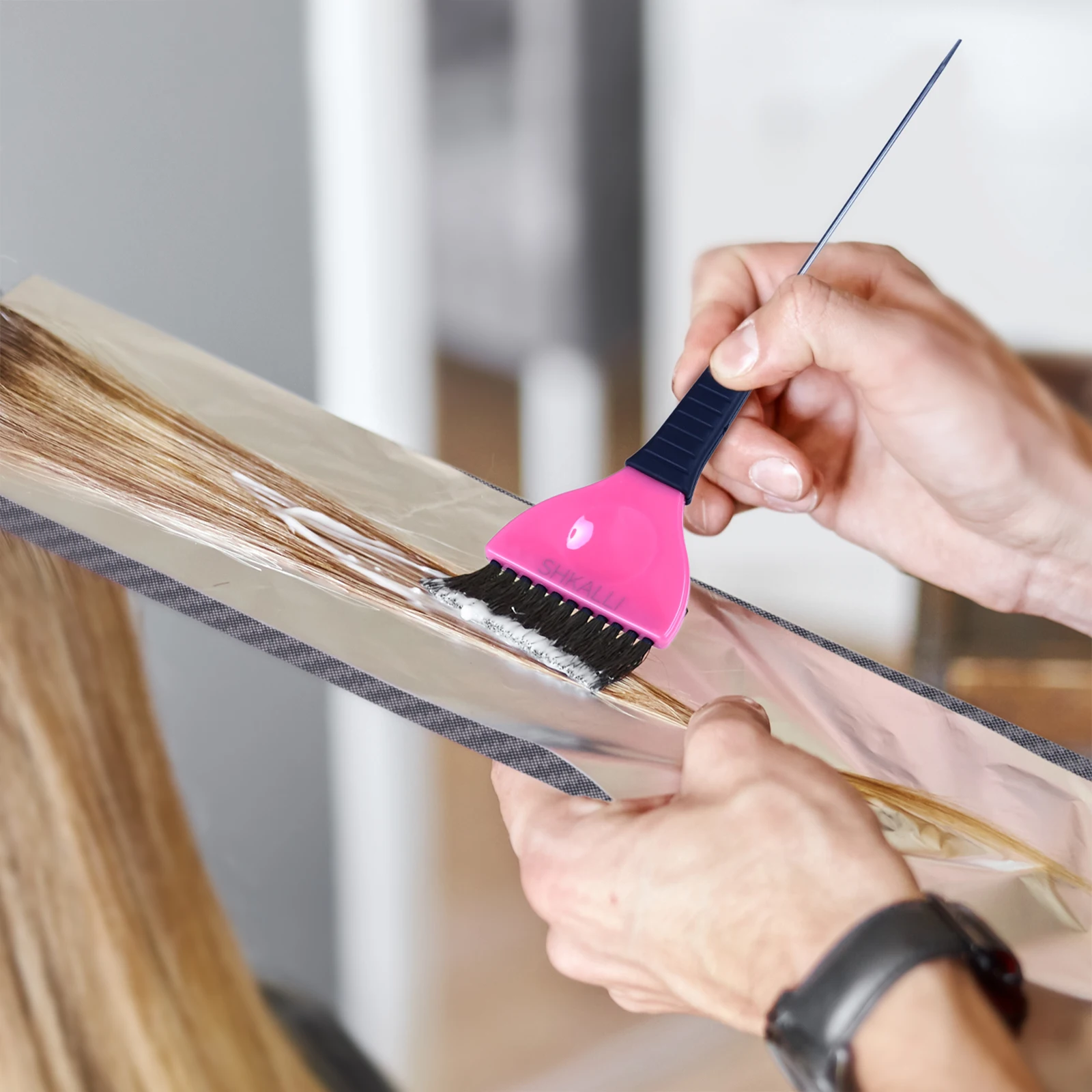 Pin Tail Hair Color Brush,PRO SHKALLI Hair Bleach-Brush， Balayage Rounded brush ，Hair Coloring brush, Hair Dye Brush With Needle