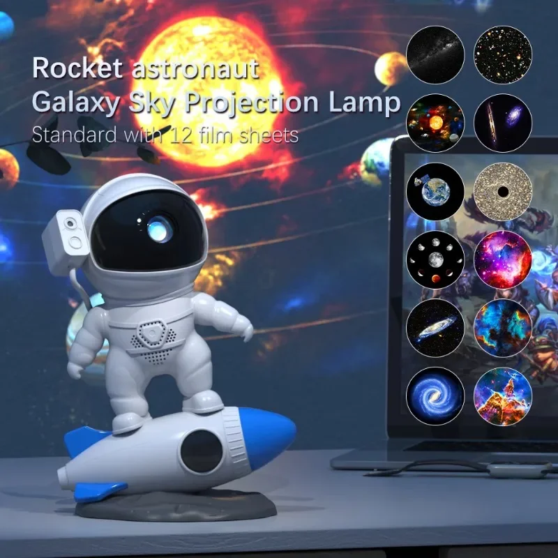 12 LED Projection Laser Galaxy Robot Light Rocket Astronaut Star Galaxy Projector Night Light