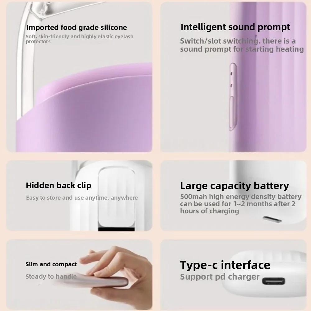 

Makeup Tools Electric Eyelash Curler Fast Heating Type-C Charging Heated Eyelash Curler Transparent Window Long-lasting