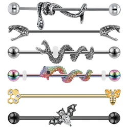 AOEDEJ orecchino Piercing industriale donna acciaio inossidabile elica Piercing all'orecchio drago serpente orecchino lungo gioielli bilanciere orecchino