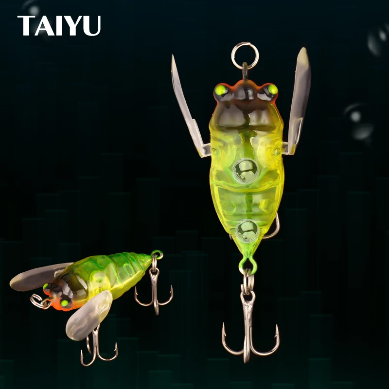 TAIYU Simulation Cicada Fishing Lure 5cm 6.5g Bionic Insect lures Topwater Artificial Wobblers Crankbaits Hard Bait Pike Tackle