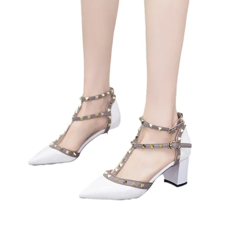 High Heels Sandals Women Summer Chunky Party Shoes Woman Heels Dress Luxury Pumps Rivet Fashion Women Shoes Elegant Dress Casual