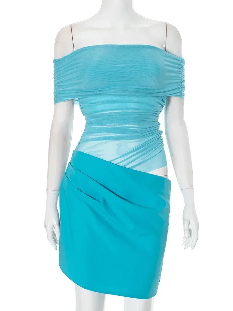 CPSYMYM  Slash Neck Sexy Dress Women Elegant Mesh Patchwork Birthday Holiday Party Banquet Elegant Midnight Clubwear Bodycon