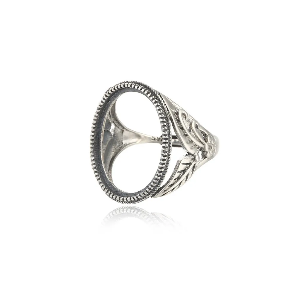 Ring Setting for 16x21mm Oval Cabochons 925 Sterling Silver Ring Blank Adjustable Band Ring Base RB037S
