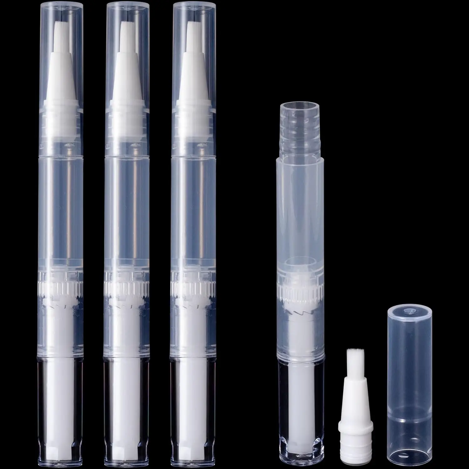 

4pcsEmpty Nail Oil Pen with Brush Tip 3ml Disposable Cuticle Oil Twist PenTub Transparent Cosmetic Lip Gloss ContainerApplicator