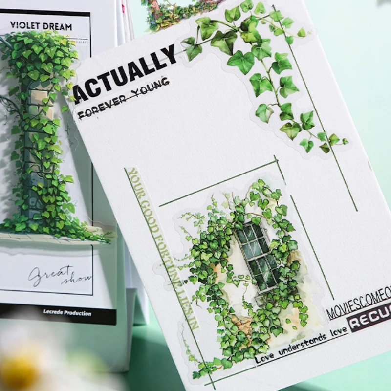 Mr. Paper, 6 estilos, paquete de pegatinas de plantas y flores de vid, decoración hecha a mano DIY, pegatinas de Material de Collage para paisajismo de jardín