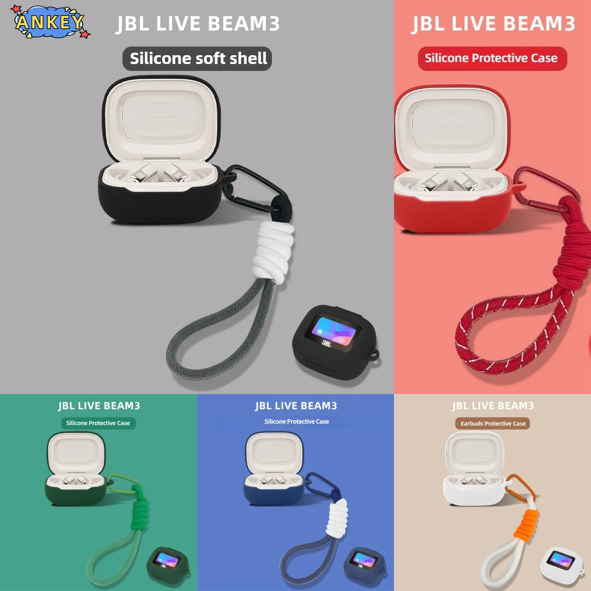 Case for JBL Live Beam 3 , Buds 3 , Flex 3 Protective Nylon Lanyard Soft Cover Headphone Shells Sleeve Rope Strap Accessories