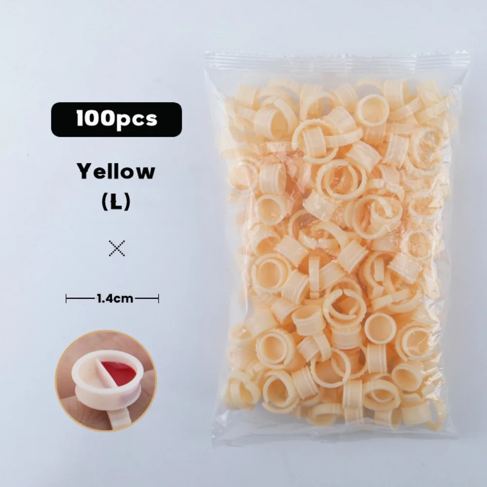 

100PCS Plastic Ink Ring Cups Disposable Multifunctional Pigment Holder Container Eyelash Extension Glue Tray Tool Accessories