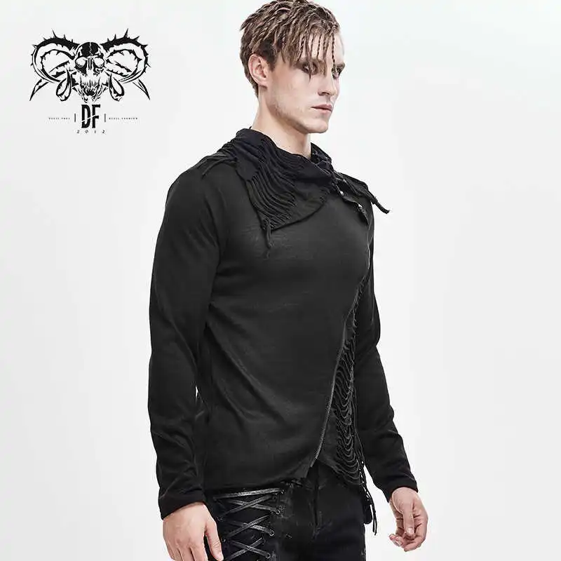 

Devil Fashion Dark Punk Rock Style T-Shirt Tear Design Standard Fit Long Sleeve Youthful Fashion Autumn Wear Brand