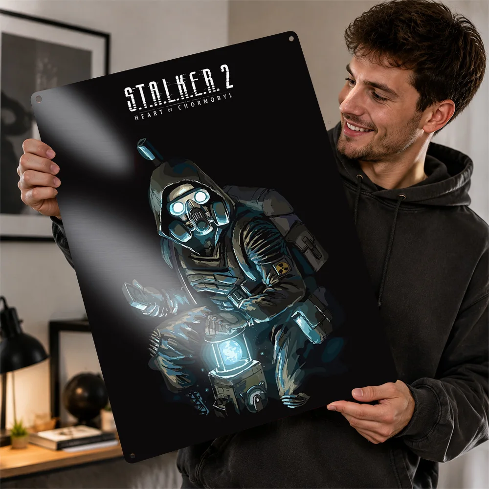 STALKER 2 Poster Fantasy Wall Art Personalized Vintage Metal Sign for Gaming Room Bedroom Man Cave Home Decor Gamer Gift Plaque