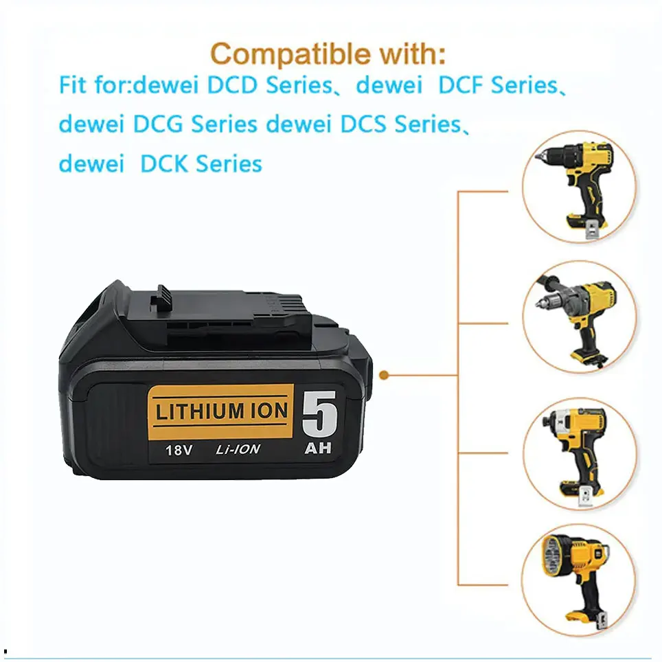 Imagem -02 - Acessórios Elétricos Recarregáveis para Ferramentas Baterias de Lítio Substituição Ferramentas Elétricas Dcb200 Dcb184 Dcb200 18v 20v 5000mah