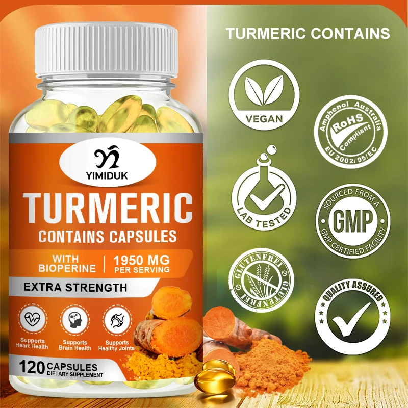 Triple Strength Turmeric Capsules with BioPerine 95% Curcumin Complex Supplement - Support Joint Health, Daily Wellness