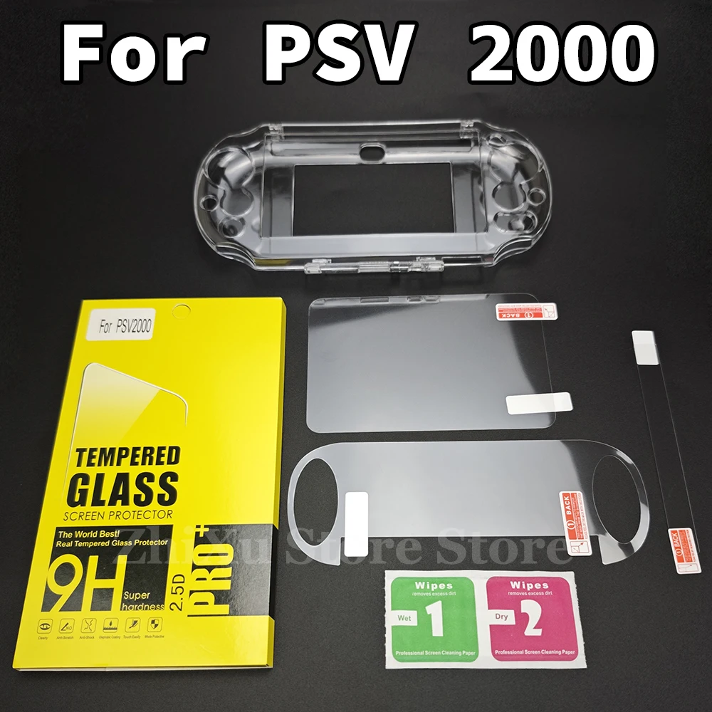 For PSV 2000 Clear Crystal Protective Case Top Bottom PET Protection Films For PS Vita 2000 Transparent Housing Cover Case