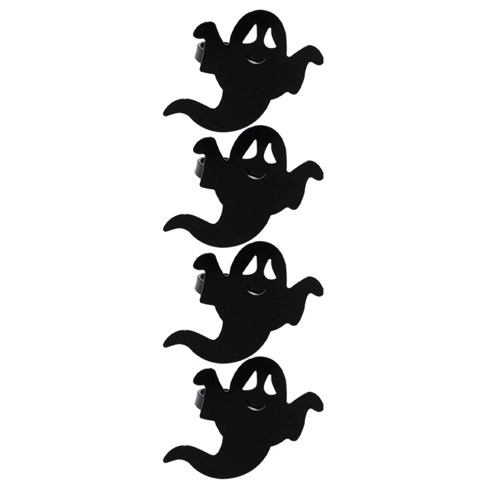 4 Pcs Ghost Napkin Rings Alloy Charm Decors Party Table Favors Halloween Buckle Spoof Metal Circle