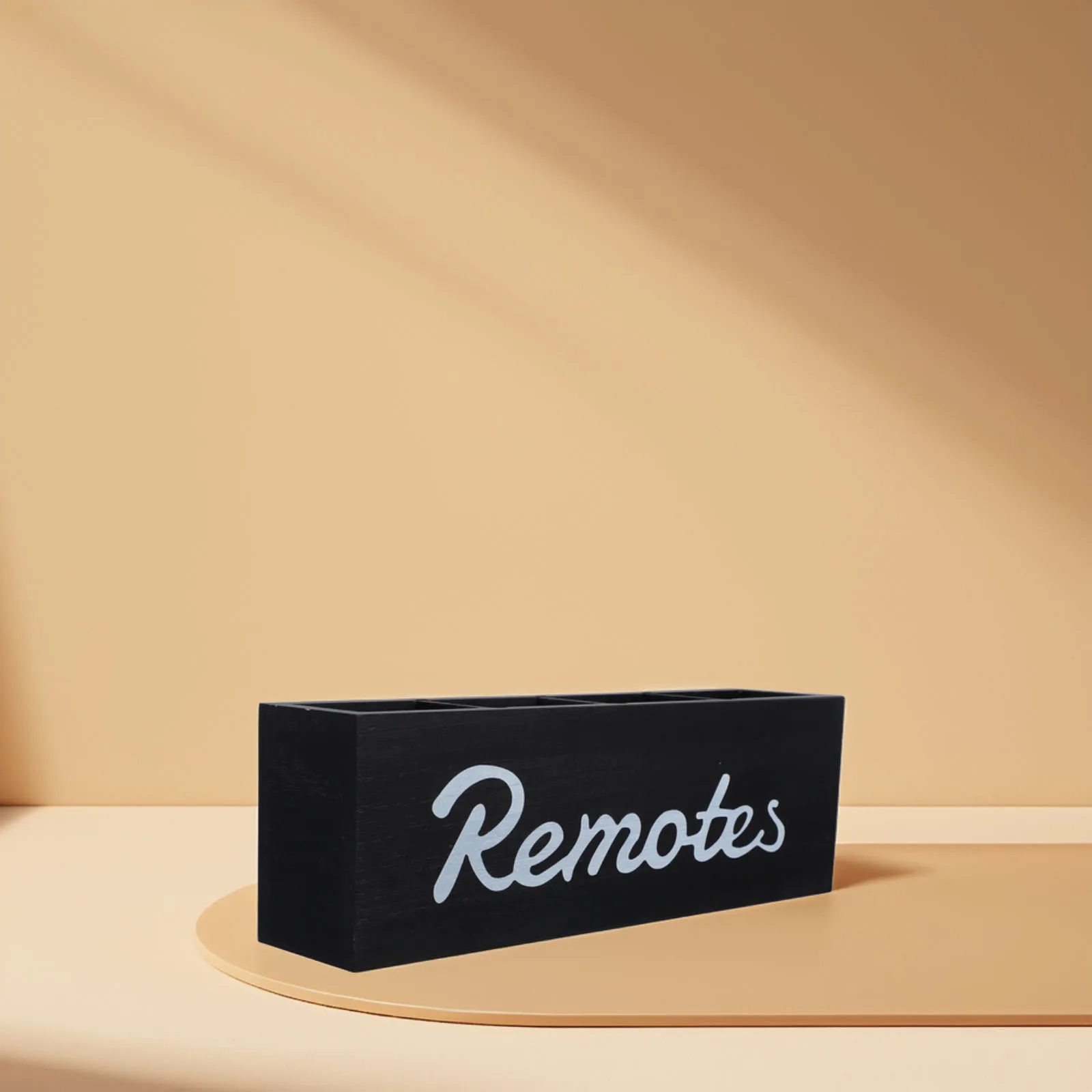 صندوق تخزين خشبي للتحكم عن بعد، حامل تحكم عن بعد مثبت على الحائط باللون الأسود، منظم قلم للوازم المكتبية للطاولة