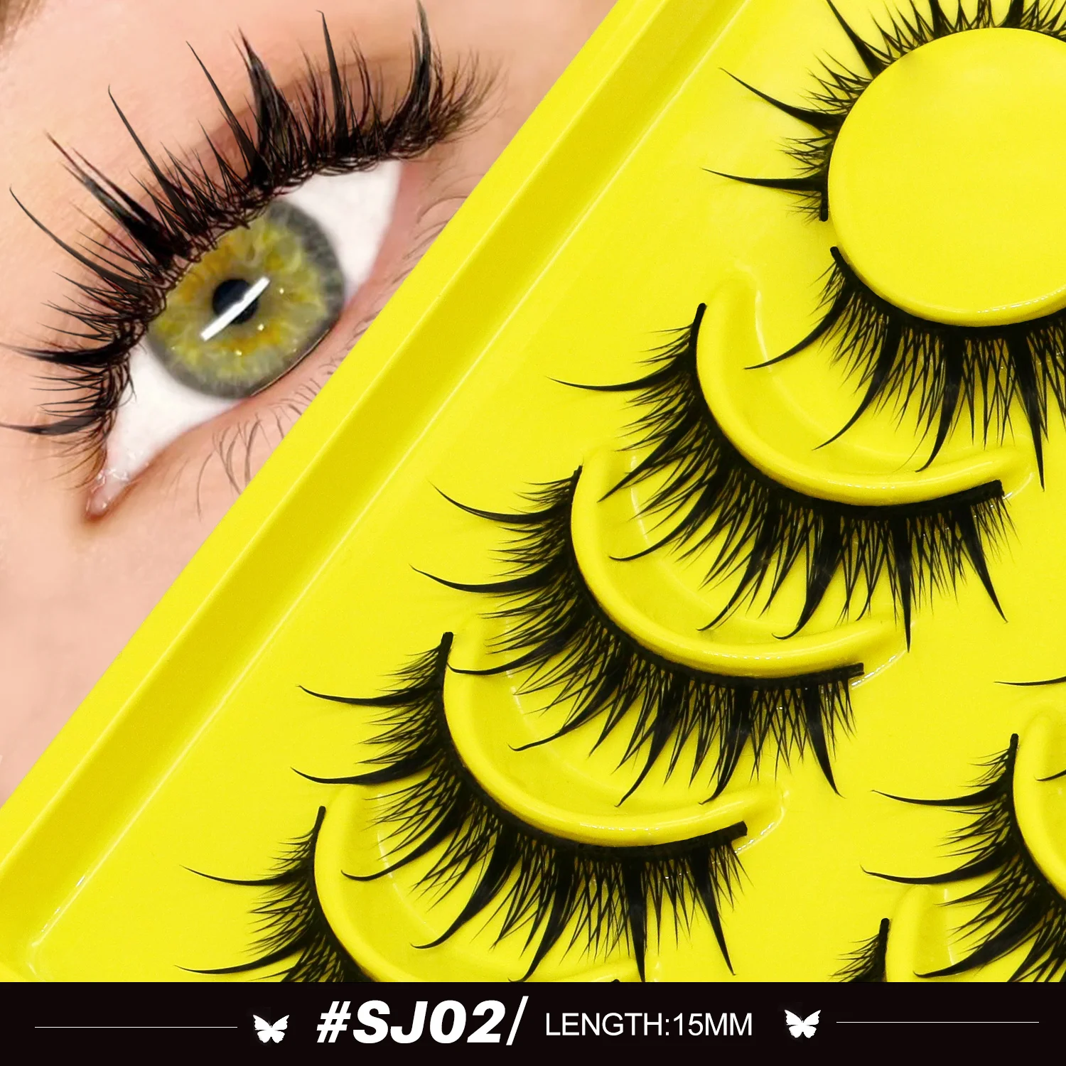 6 Pairs Soft False Eyelashes Cat Eye Cluster Upper And Lower Mixed DIY  Grafting Evenly Spaced Roots Uniformly Blossoming