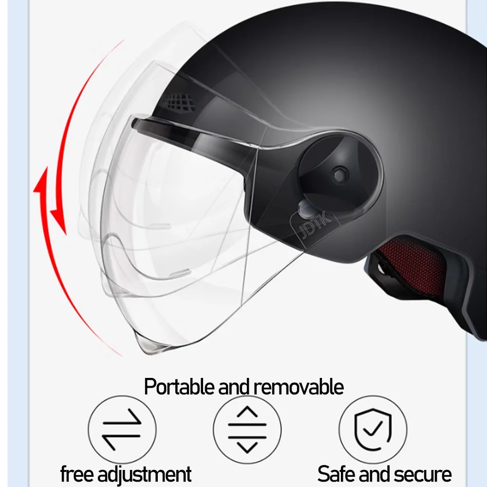 Men Motorcycle Helmet,Woman Electric Motor Car Scooter Bike Open Face Half Helmet,Anti-UV Safety Hat Bicycle Cap with Goggles