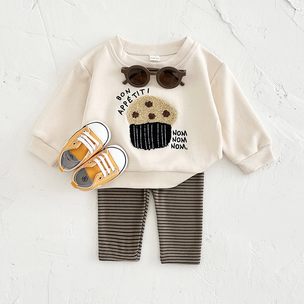 Toddler Outfits Baby Boy Thick Tracksuit Cute Cake Embroidery Sweatshirt+Pants 2pcs Long Sleeve Fashion Kids Girls Clothes Set