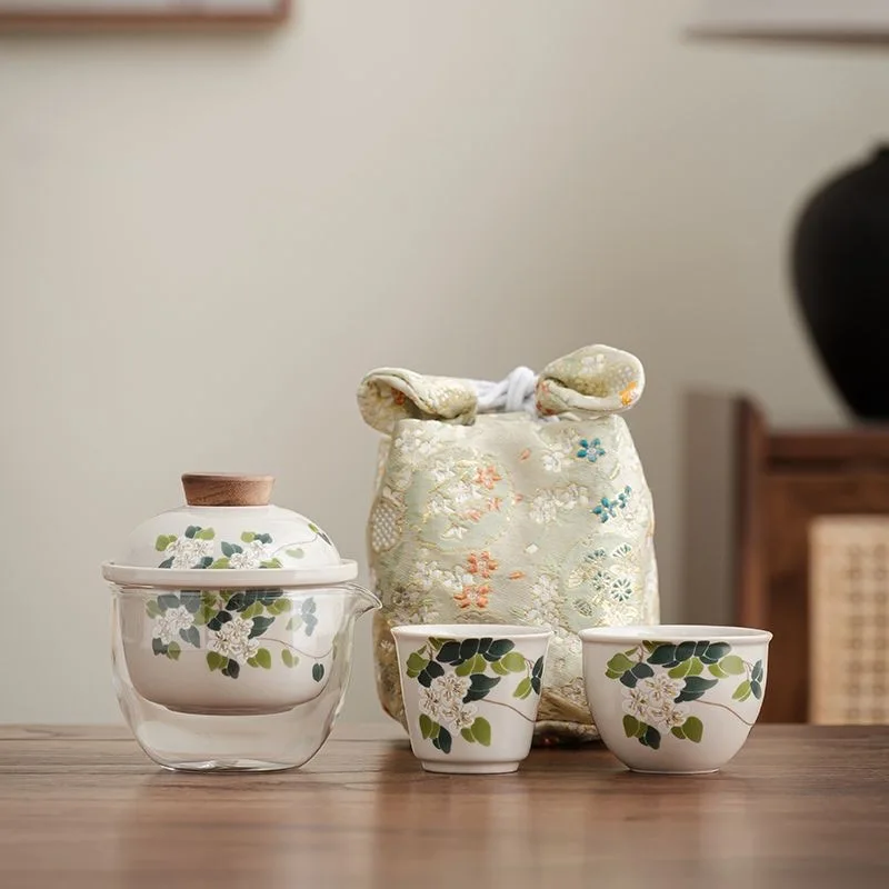 Tradicional chinês Gai Wan chá conjunto, Dehua Gaiwan, porcelana pote definido para viagens, bonito e fácil chaleira, Bone China