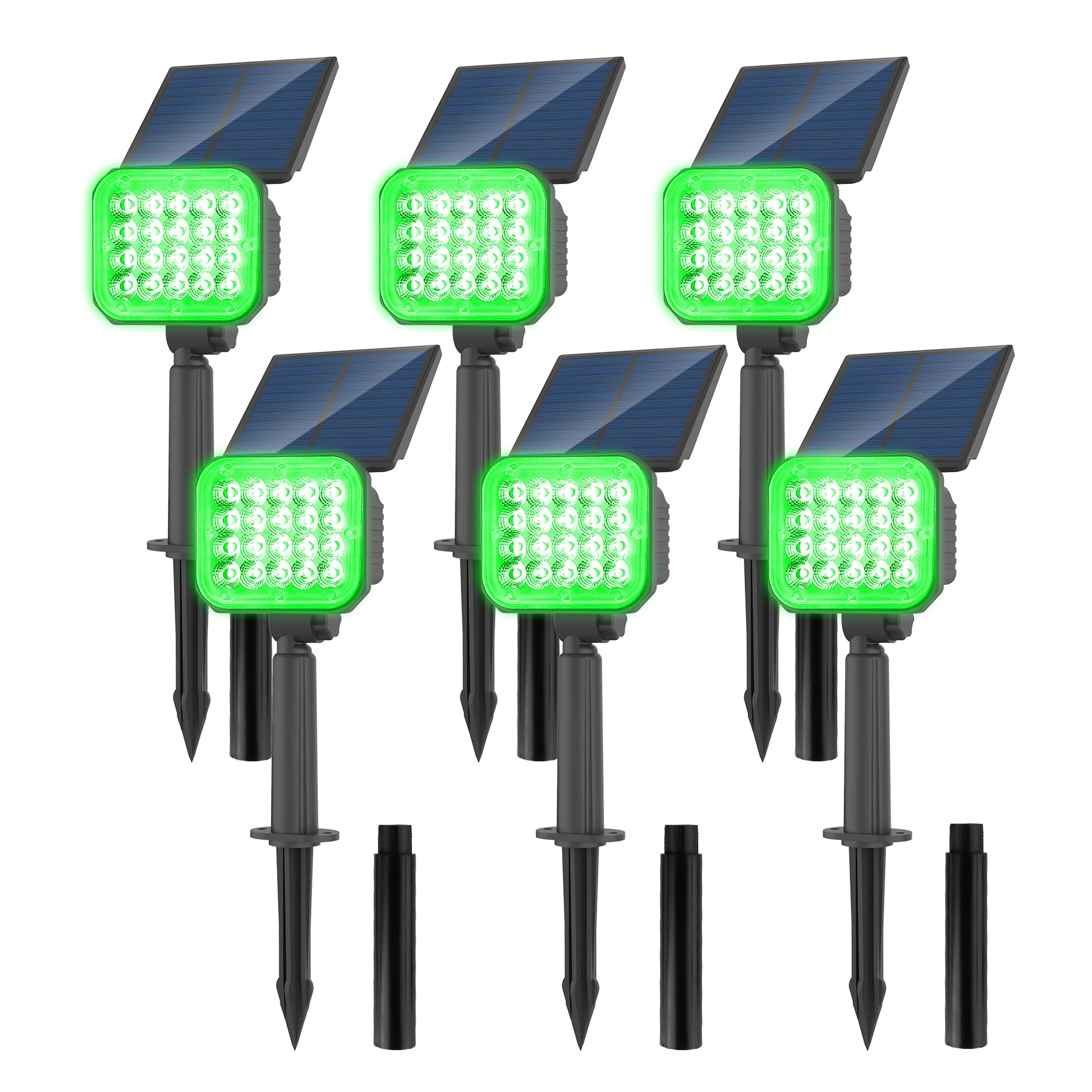 2/6 PCS Solar LED Light Outdoor Super Bright Green Lawn Light For Garden Adjustable Brightness Solar Spotlight IP65 Waterproof