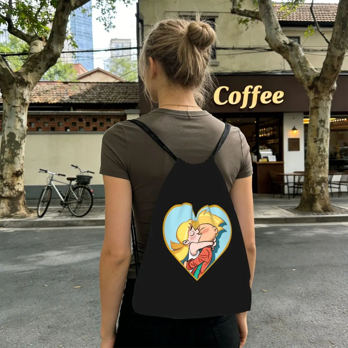 

Hey Arnold Helga Pataki Cartoon Backpacks Casual Drawstring Bags Storage Bag Book Bags for Travel Students