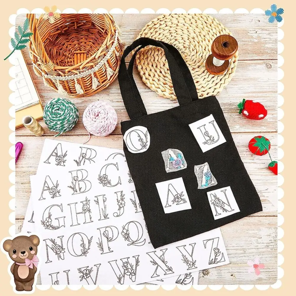 DIY Embroidery Dissolving Transfer Paper Stitching Stick Pattern Stabilizers Flowers and Leaf Designs Handmade Embroidery Crafts