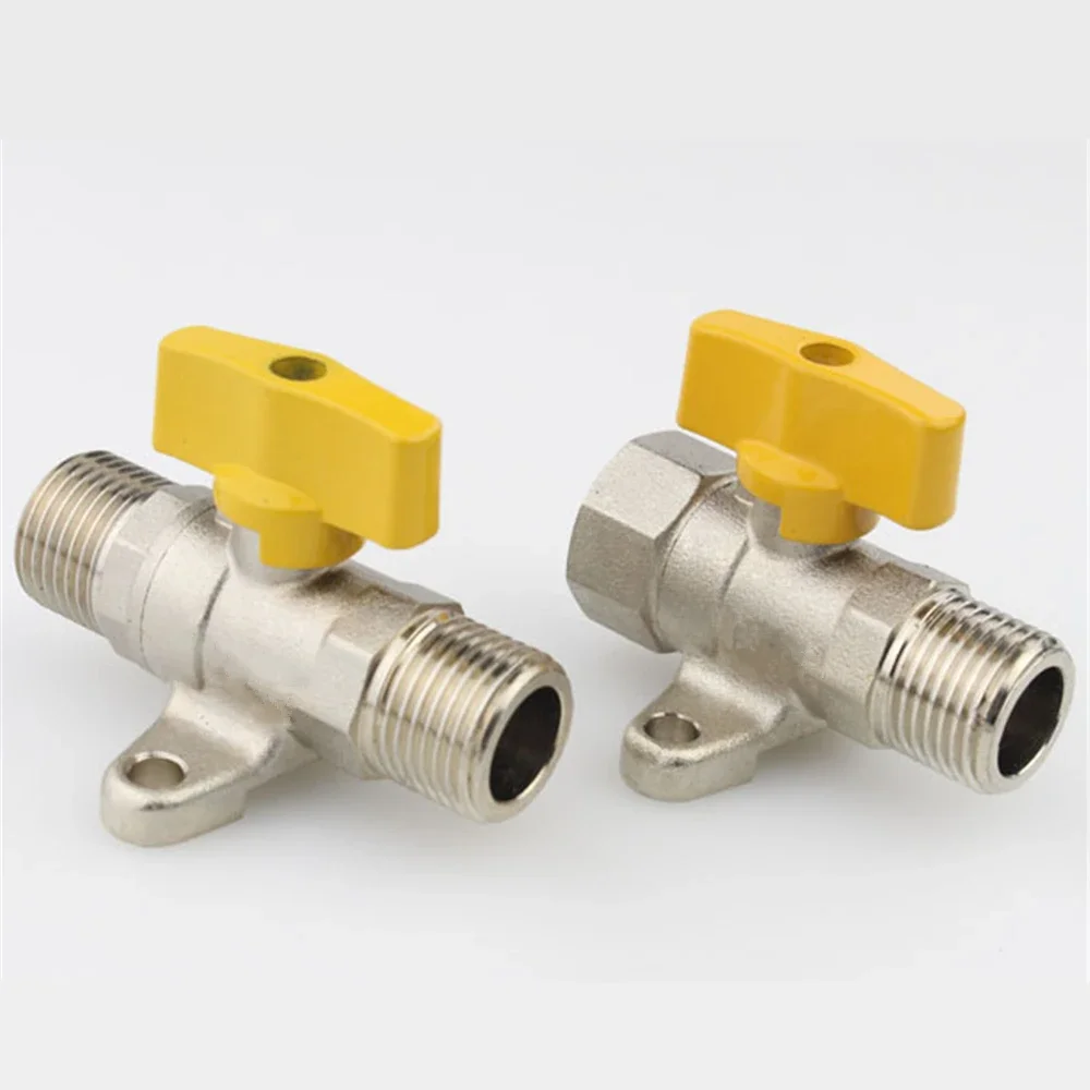 4 Points Full Copper Thickened Inner And Outer Ribbon Fixed Seat Ball Valve Double Outer Wire  Outer Thread Straight Gas Valve