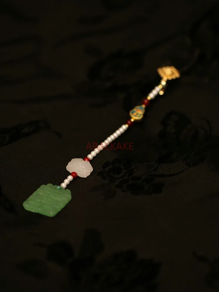 قلادة على الطراز العتيق، شيونغسام اليشم، إكسسوارات بإبزيم، قلادة شرابة صينية، بروش