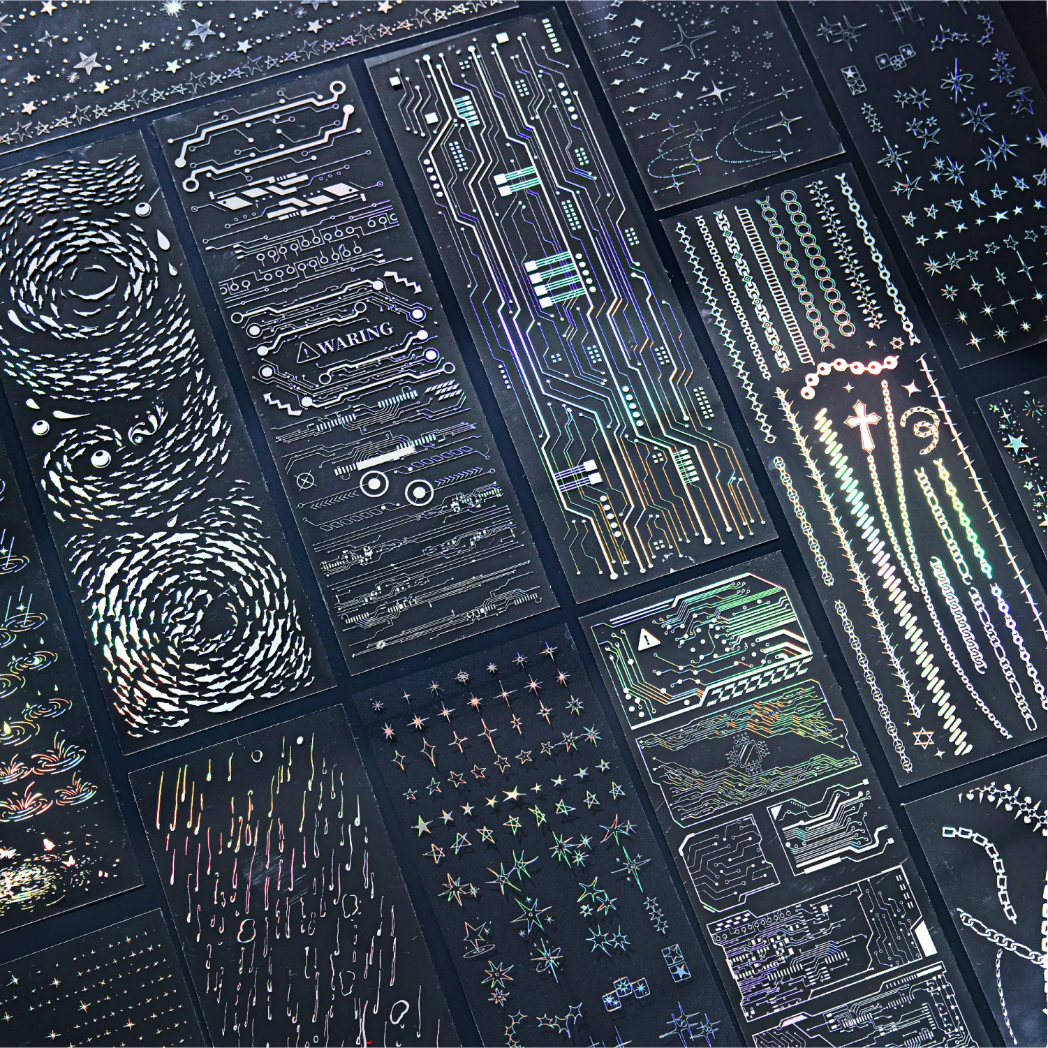 3sheets Element Collection Series Kawaii PET Laser Silver Stickers DIY Diary Phone Case Handmade Scrapbook Aesthetic Stickers