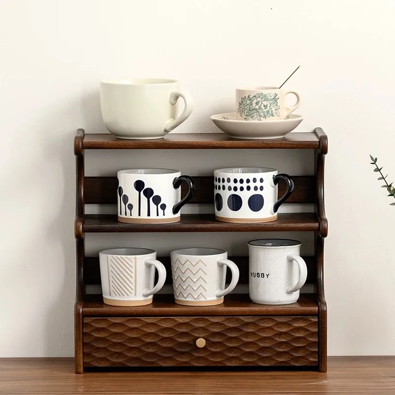 Walnut cup holder, desktop storage rack, water cup, tea cup, mug, coffee cup, tea set rack, storage rack.