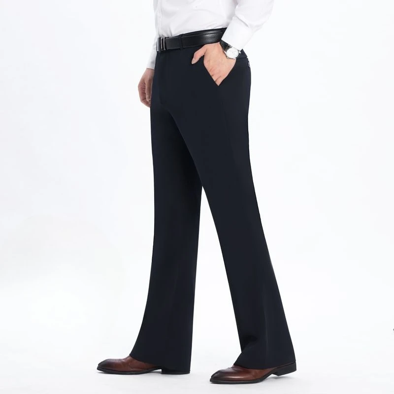 Men's New Ice Silk Summer Flare Pants Casual Versatile Drape Wrinkle-Resistant Dust-Proof Dress Trousers